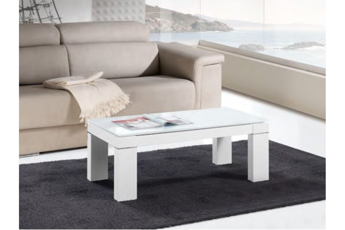 Mesa de centro elevable tapa cristal modelo Armonía de Indesan