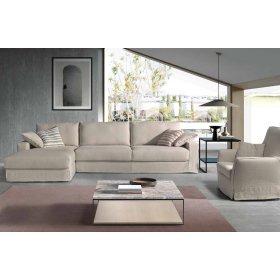 Sofá desenfundable con chaiselongue moderno modelo Montecarlo con asientos fijos de Eneas By Chirivella