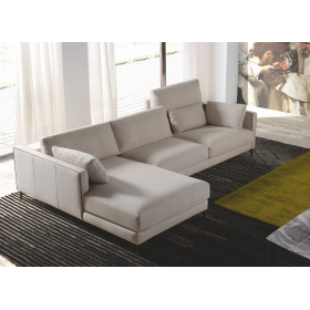Sofá con chaiselongue moderno modelo Tokio con asientos fijos de Afos Sofás