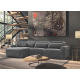 Sofá desenfundable con chasielongue moderno modelo Trevi con asientos de relax eléctricos con diseño minimalista de Pedro Ortiz