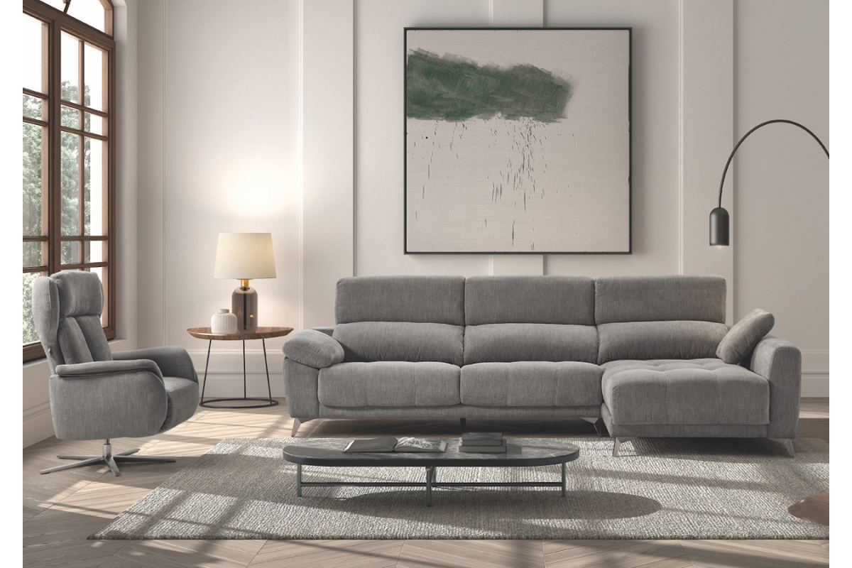 Sofá chasielongue con diseño moderno modelo Anabel con asientos deslizantes de Pedro Ortiz