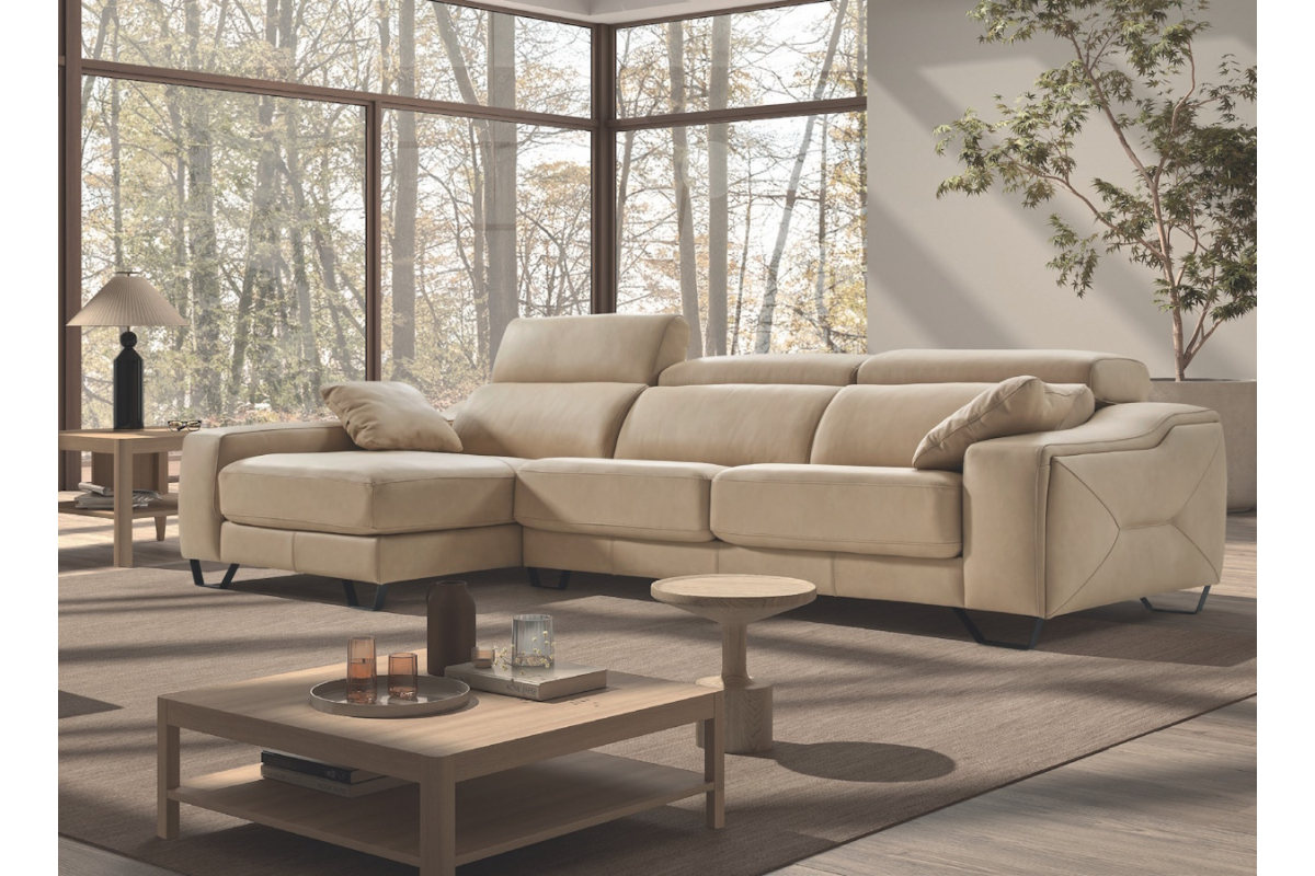 Sofá chasielongue con diseño moderno modelo Cinthia con asientos deslizantes de Pedro Ortiz