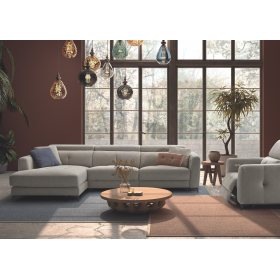 Sofá chasielongue con diseño moderno modelo Dino con asientos de relax eléctricos de Pedro Ortiz
