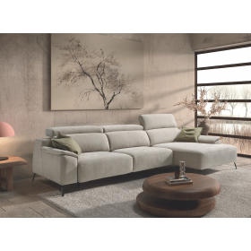 Sofá con chaiselongue moderno modelo Padua con asientos deslizantes de carro con diseño minimalista de Pedro Ortiz