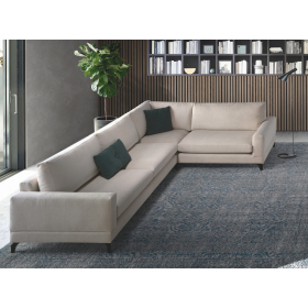 Sofá rinconera moderna modelo Bruselas con asientos fijos y con un diseño minimalista de Afos Sofás