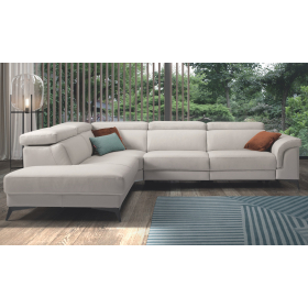 Sofá rinconera con diseño moderno modelo Antares con asientos de relax eléctricos de Afos Sofás