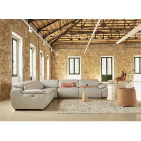 Sofá rinconera con diseño moderno modelo Íbero con asientos de relax eléctricos de Reyes Ordoñez