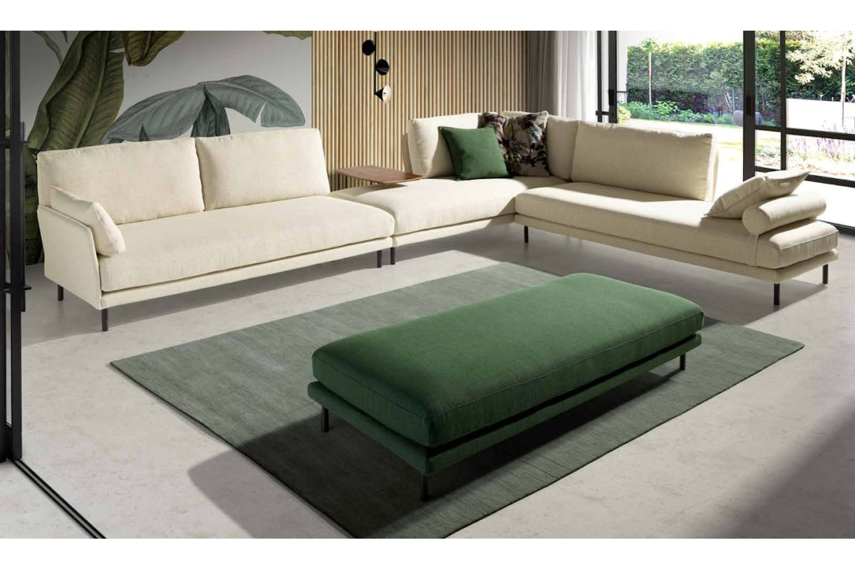 Sofá rinconera desenfundable moderna modelo Bari con asientos fijos con diseño minimalista de Eneas by Xirivella