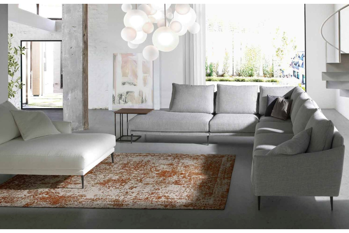 Sofá rinconera moderna modelo Paris con asientos fijos y con diseño minimalista de Eneas by Xirivella