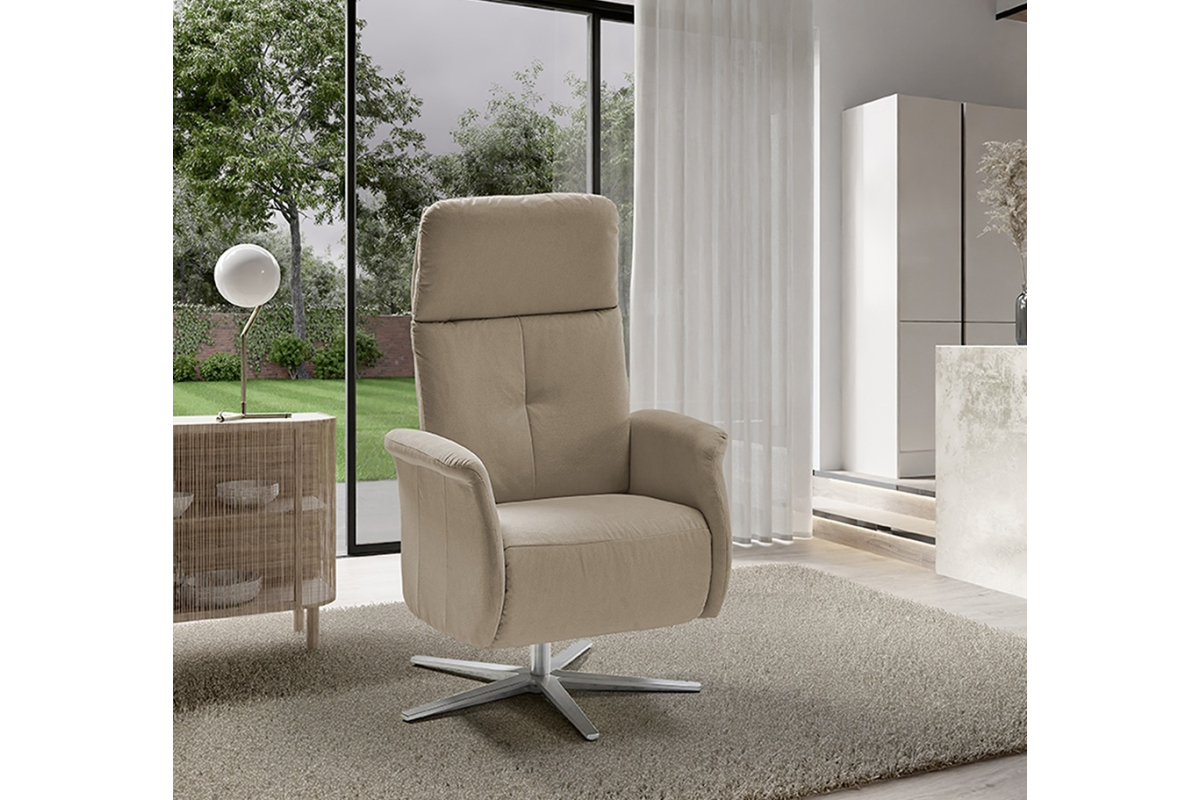Sillón giratorio moderno de relax apertura manual o eléctrica modelo Kely con diseño minimalista de Mopal Tapizados