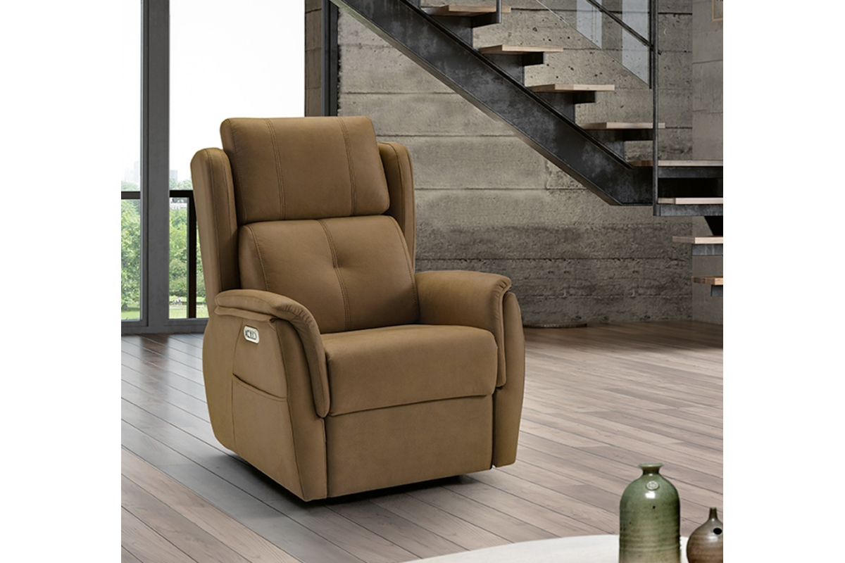 Sillón Orejero clásico de relax apertura y cabezal motorizado modelo Telma de Mopal Tapizados