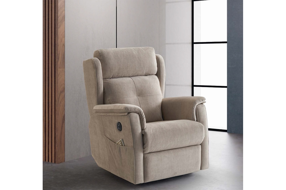 Sillón Orejero clásico de relax apertura manual o eléctrica modelo Milán de Mopal Tapizados