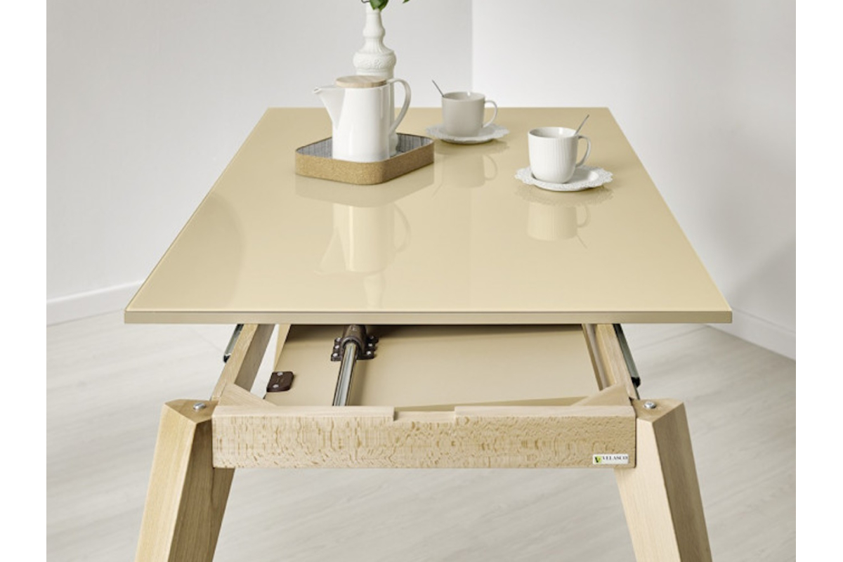 Mesa de cocina extensible moderna cristal modelo Nora de Velasco