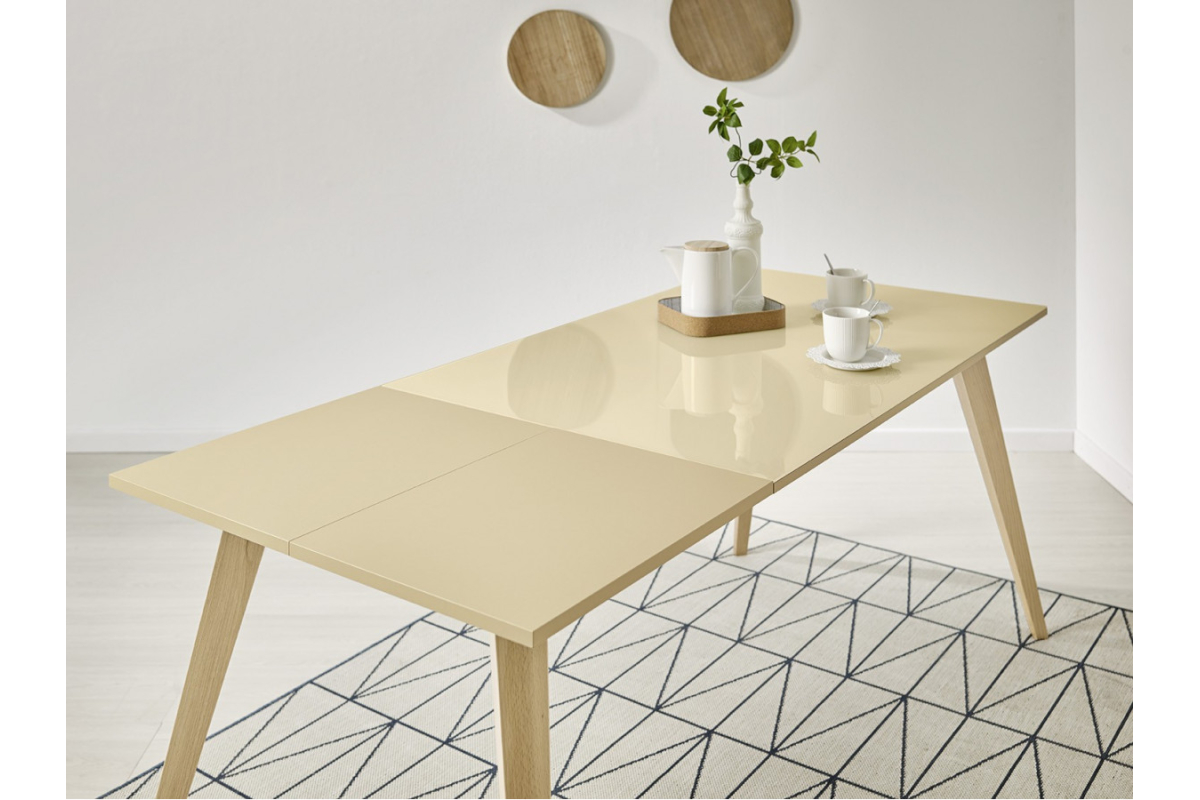Mesa de cocina extensible moderna cristal modelo Nora de Velasco