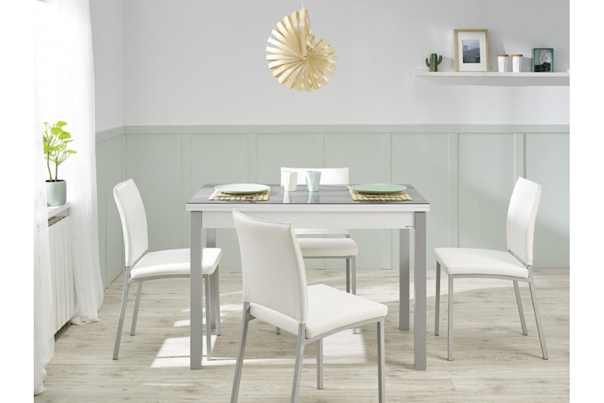 Mesa cocina extensible moderna cristal modelo Génova Cristal