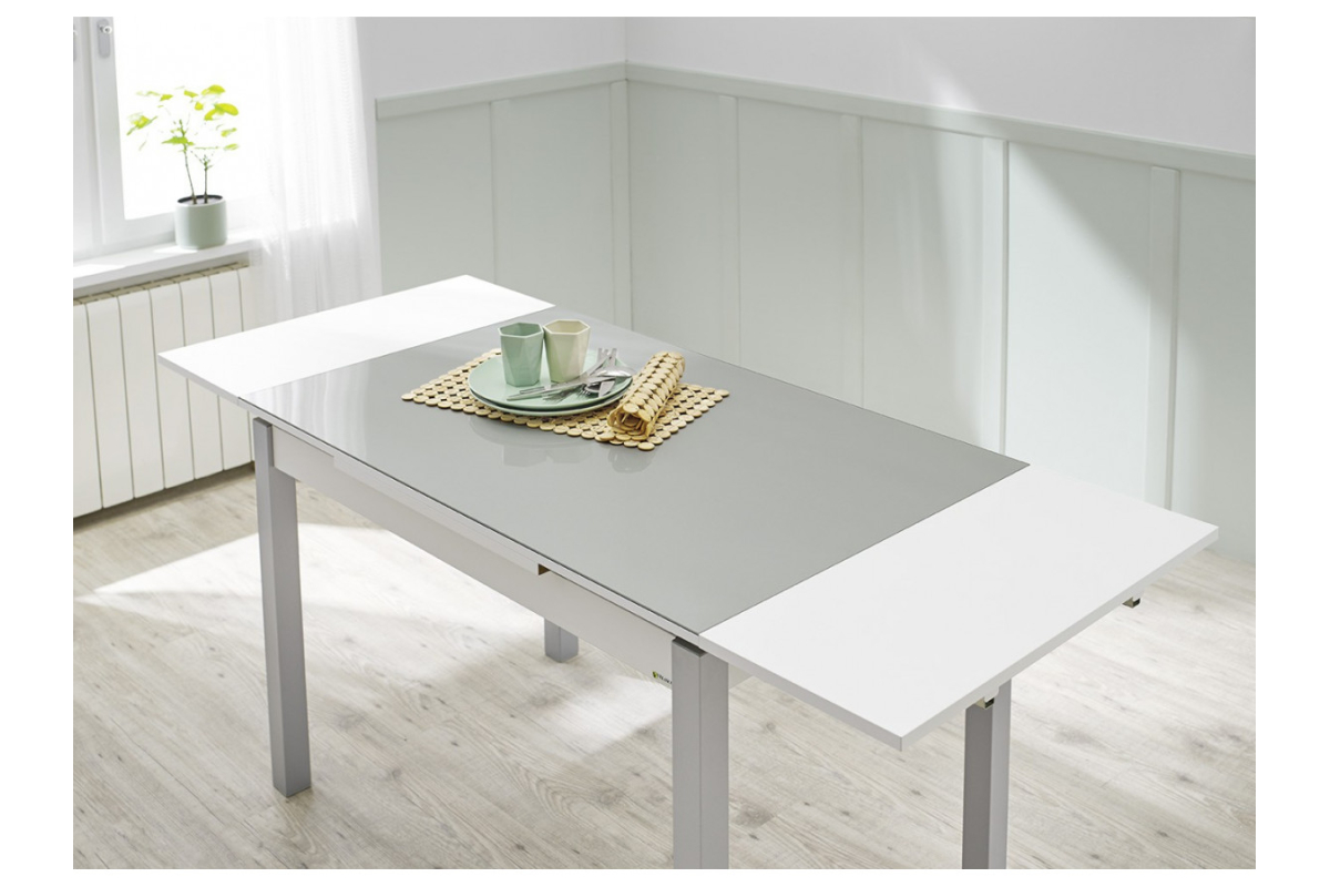 Mesa cocina extensible moderna cristal modelo Génova Cristal