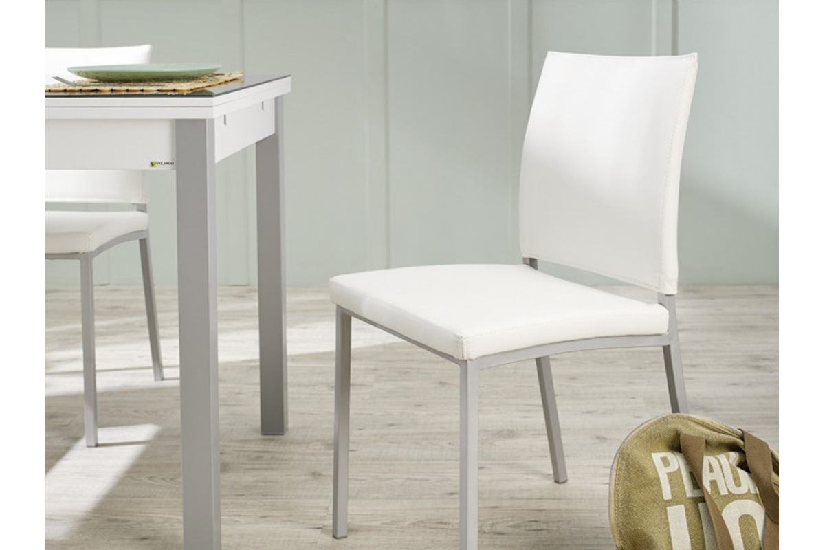 Mesa cocina extensible moderna cristal modelo Génova Cristal
