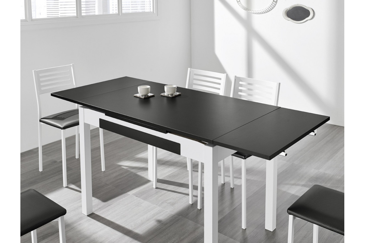 Detalle mesa de cocina extensible moderna modelo Delta de Velasco