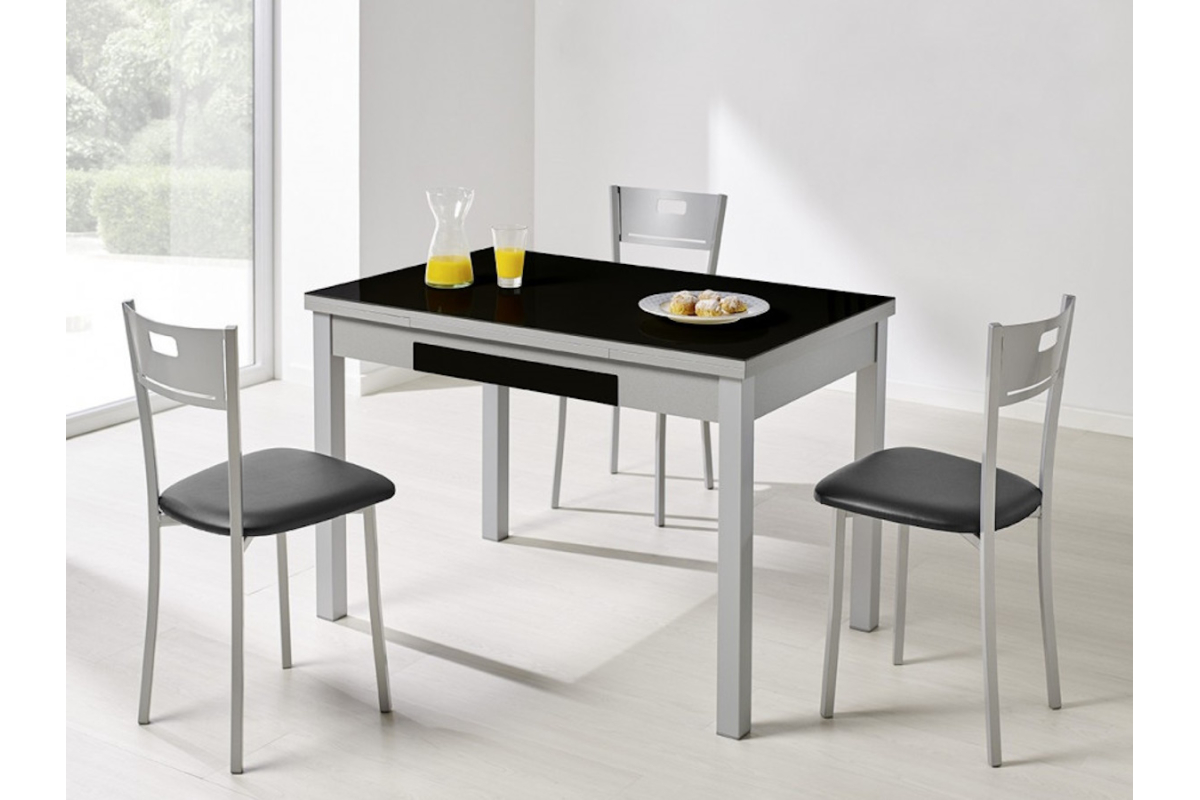 Mesa cocina extensible moderna cristal modelo Alba Cristal de Velasco