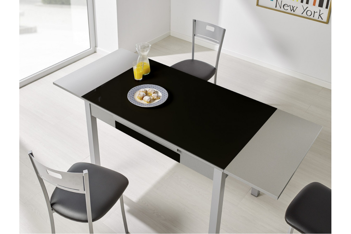 Mesa cocina extensible moderna cristal modelo Alba Cristal de Velasco