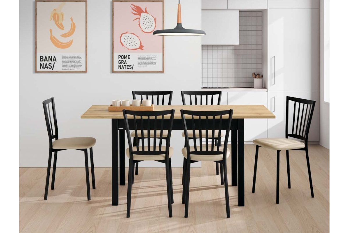 Detalle mesa de cocina extensible moderna modelo Arona de Velasco