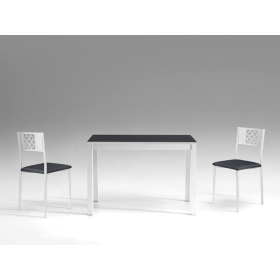 Mesa cocina extensible tapa de cristal modelo Meghan con diseño moderno de Cauxi