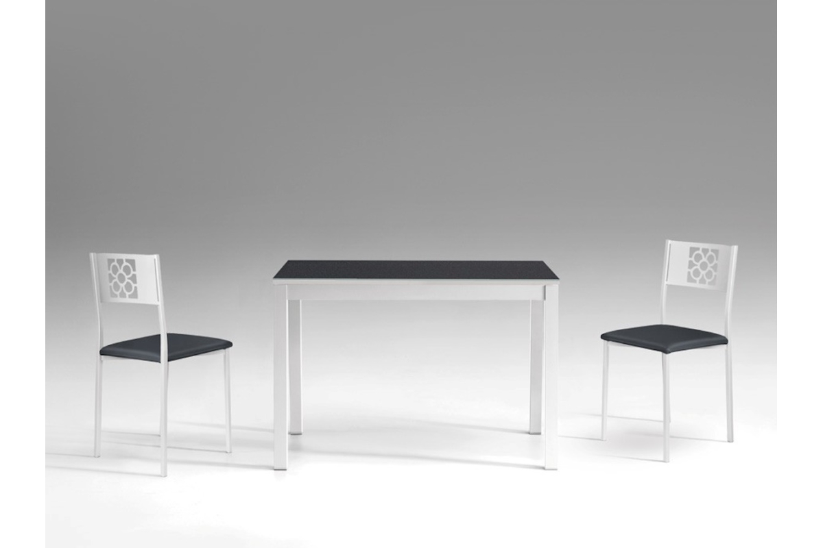 Mesa cocina extensible tapa de cristal modelo Meghan con diseño moderno de Cauxi