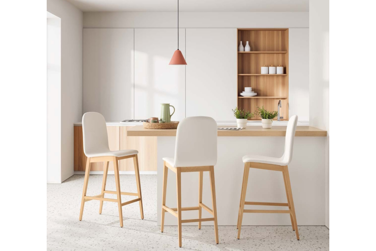 Taburete cocina tapizado con diseño moderno modelo Rania de Velasco