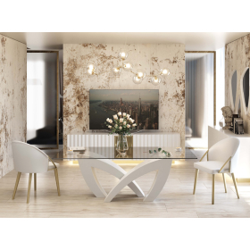 Mesa de comedor moderna tapa de cristal Marcio con diseño elegante y minimalista de Franco Furniture colección Orion