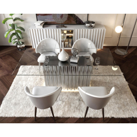 Mesa de comedor moderna tapa de cristal Athenéa con diseño elegante y minimalista de Franco Furniture colección Orion