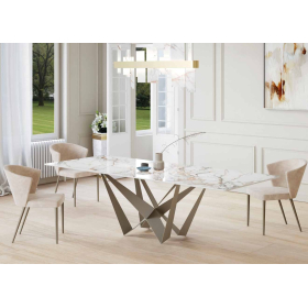 Mesa de comedor moderna Adara con tapa de porcelánico con diseño elegante y minimalista Tadel Grup
