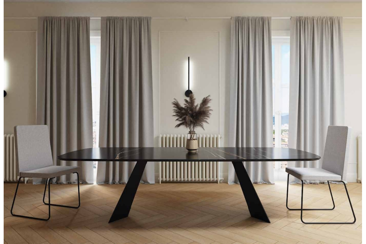 Mesa de comedor moderna Celia tapa de porcelánico con diseño elegante y minimalista Tadel Grup