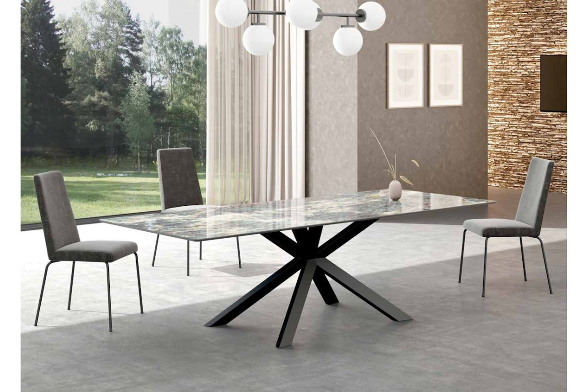 Mesa de comedor moderna Arina con tapa de porcelánico con diseño elegante y minimalista Tadel Grup