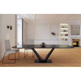 Mesa de comedor moderna tapa porcelánico modelo Noelia con diseño minimalista de Tadel Grup