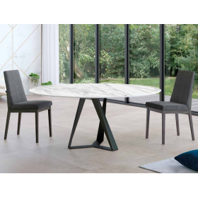 Mesa redonda de comedor moderna tapa de porcelánico Tryp con diseño minimalista Tadel Grup