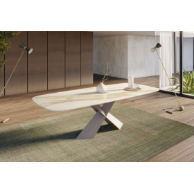 Mesa de comedor moderna tapa porcelánico modelo Isabella con diseño minimalista de Tadel Grup