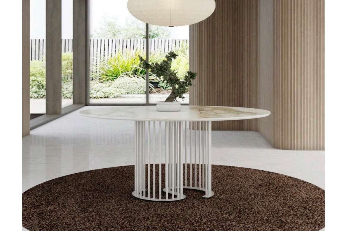 Mesa de comedor moderna con tapa de porcelánico modelo Dafne con diseño minimalista Tadel Grup