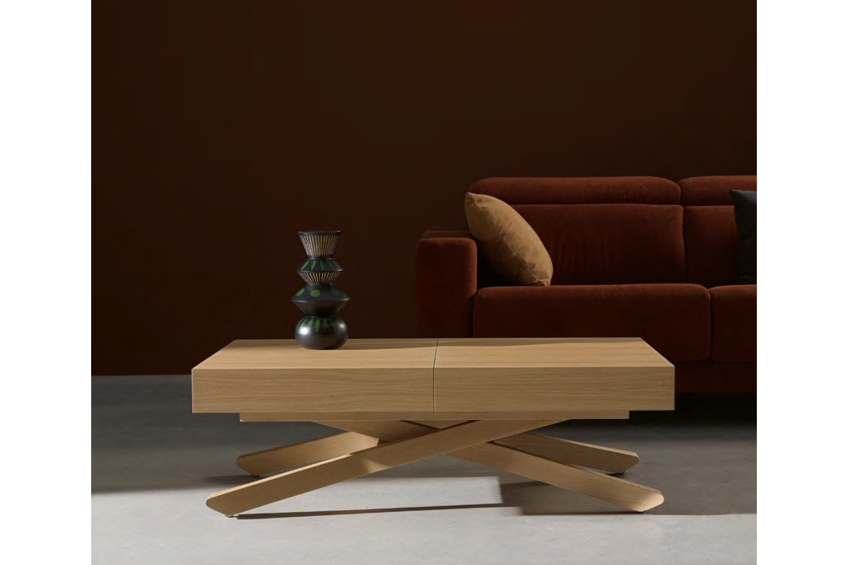 Mesa de centro elevable extensible moderna modelo Long Way diseño minimalista Pemi