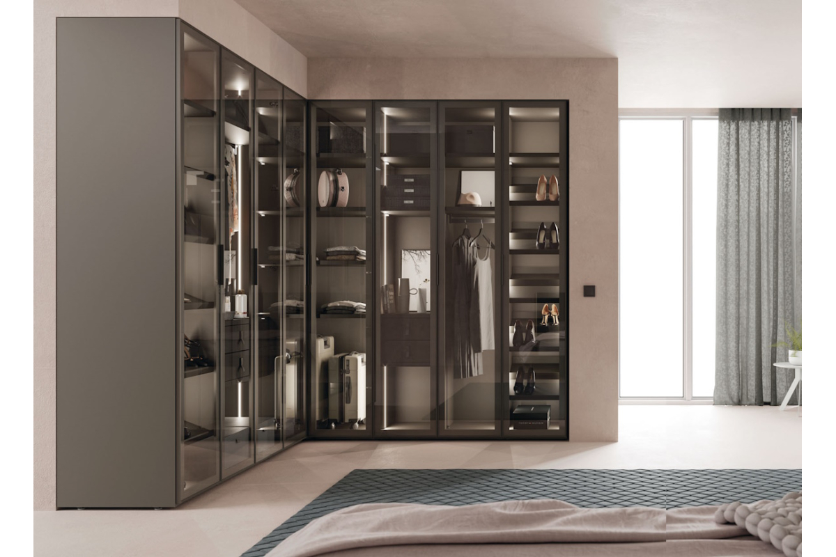Armario de rincón con puertas batientes con diseño moderno de Lagrama adapta 08