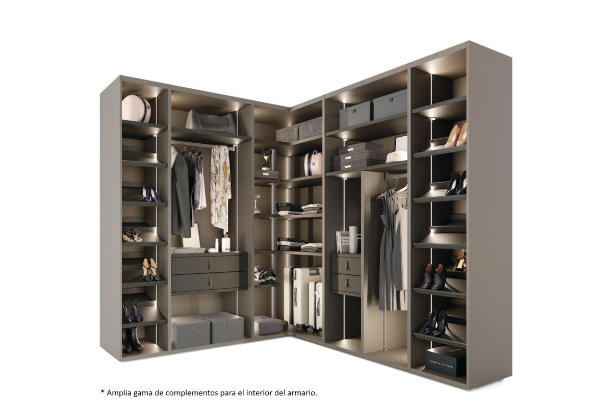 Armario de rincón con puertas batientes con diseño moderno de Lagrama adapta 08