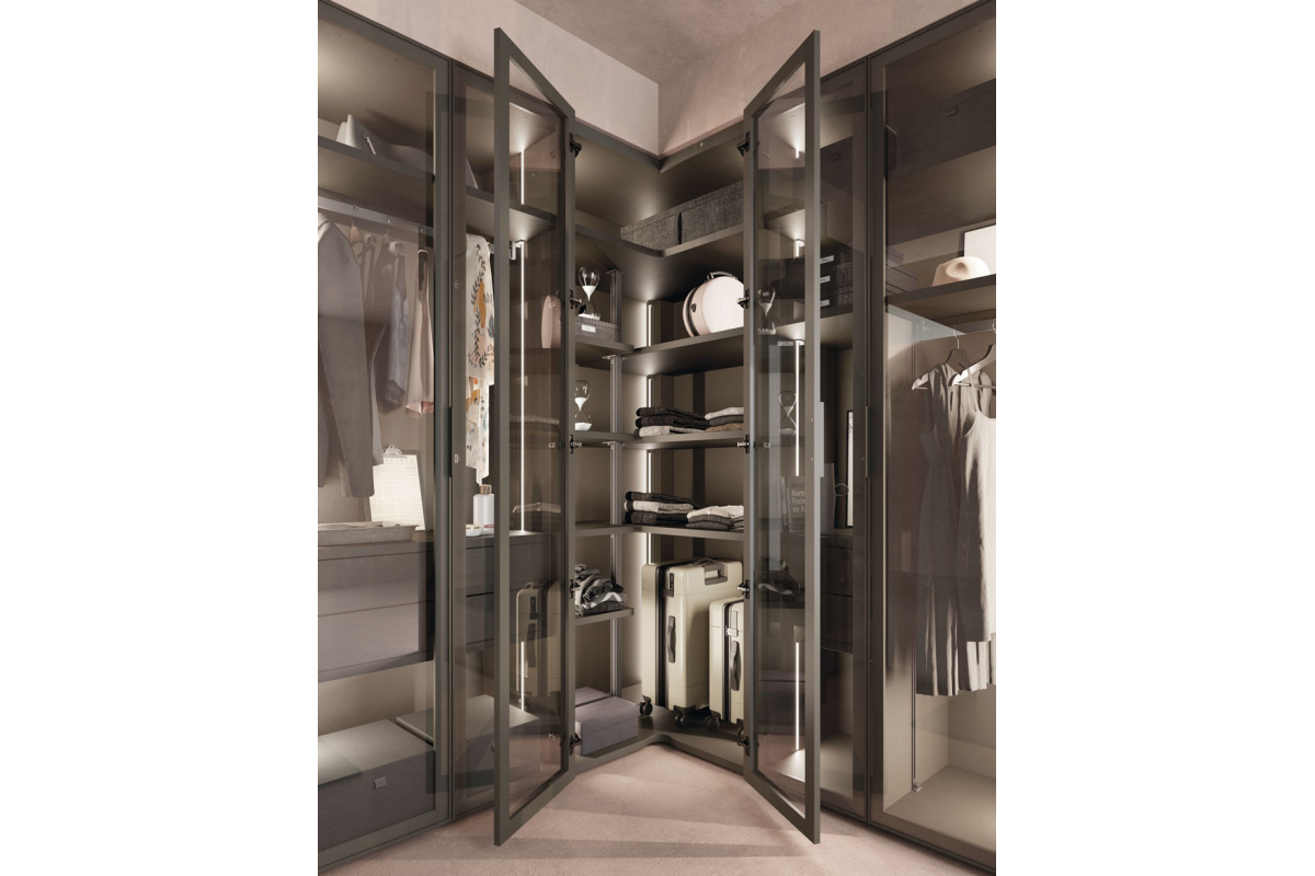 Armario de rincón con puertas batientes con diseño moderno de Lagrama adapta 08