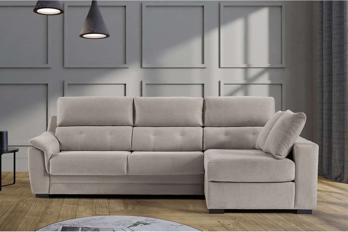 Sofá cama con chaiselongue moderno modelo Vigo apertura italiana de Mopal