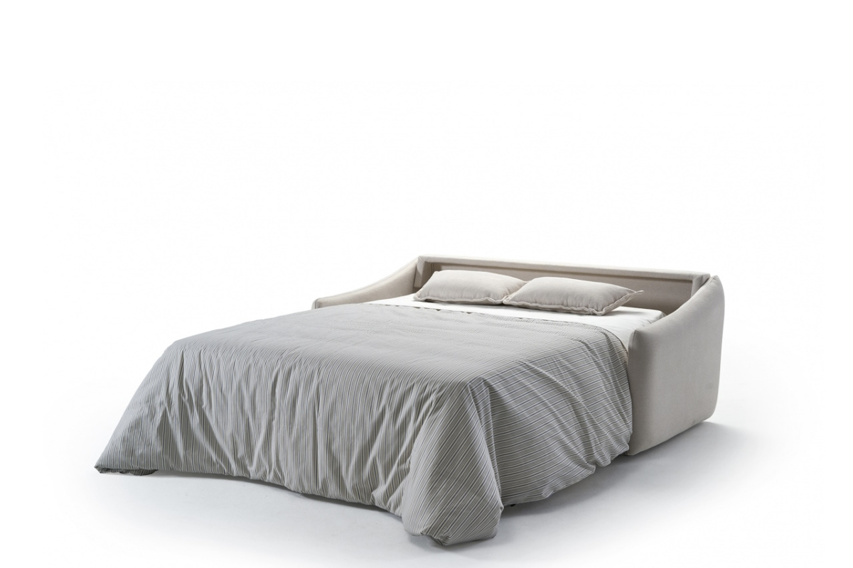 Sofá cama con diseño moderno modelo Bari detalle apertura italiana de Mopal