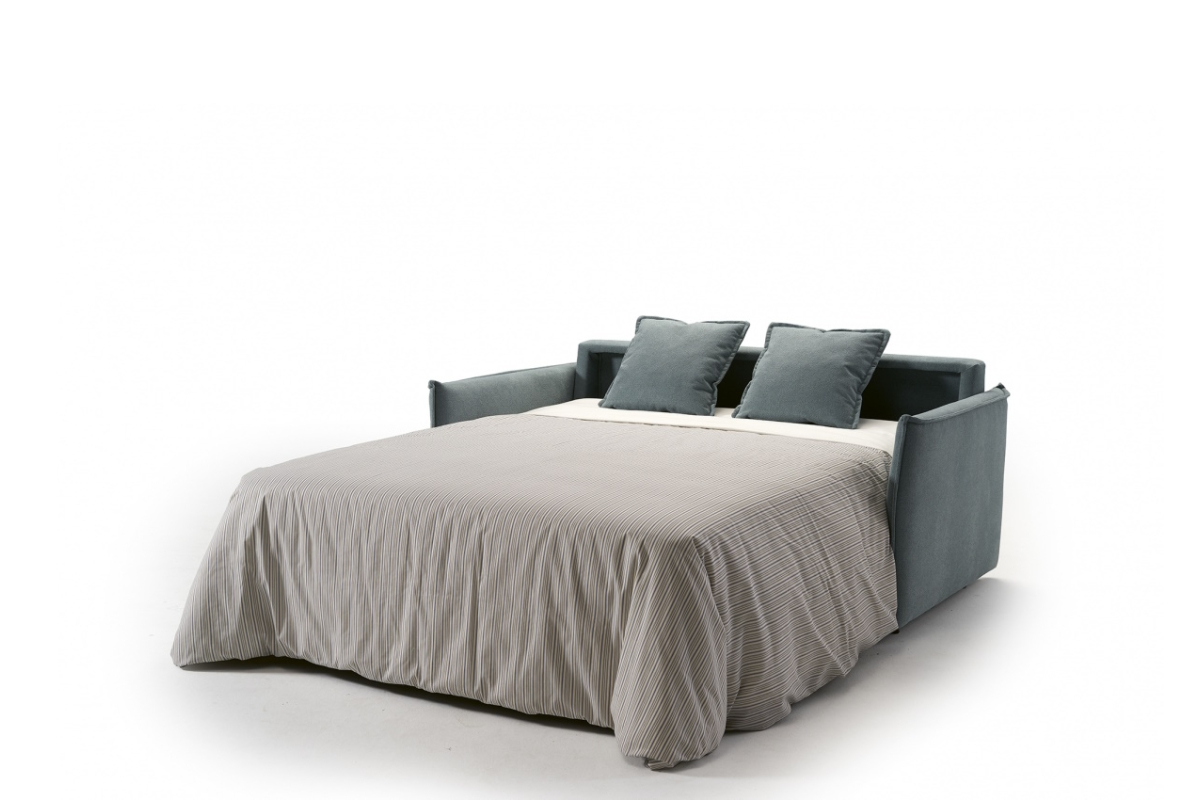 Sofá cama con diseño moderno modelo Hugo detalle con apertura italiana de Mopal