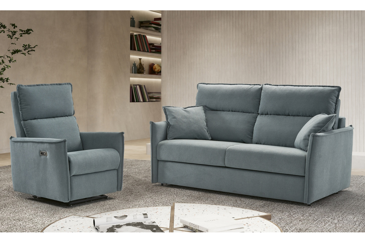 Conjunto sillón relax y sofá cama con diseño moderno modelo Hugo de Mopal