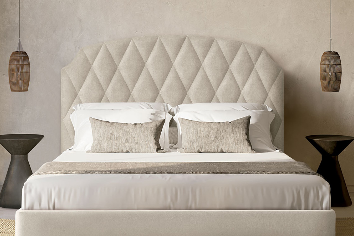 Cama tapizada moderna con canapé modelo Zurich de La Premier