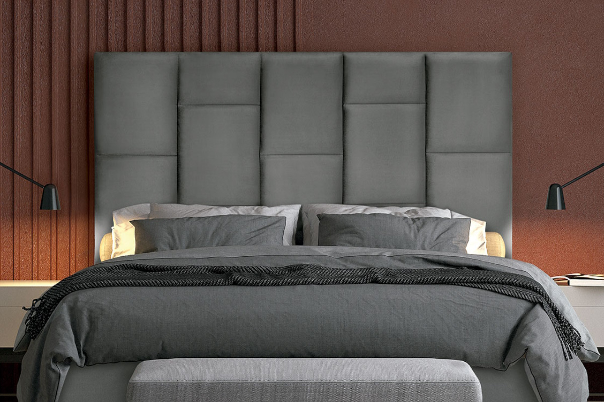 Cama tapizada moderna con cabezal modelo Burdeos de La Premier