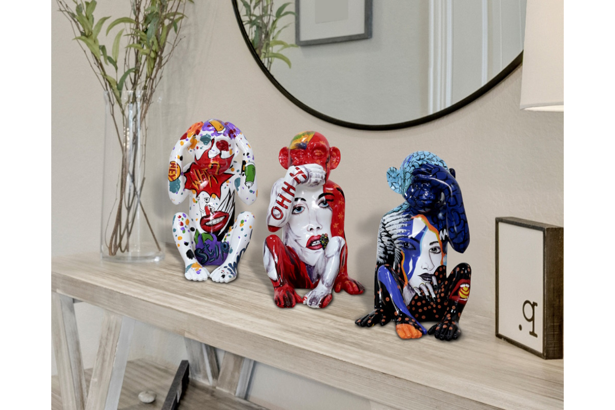 Figura decorativa moderna modelo Monos Sabios 713863 de Schuller