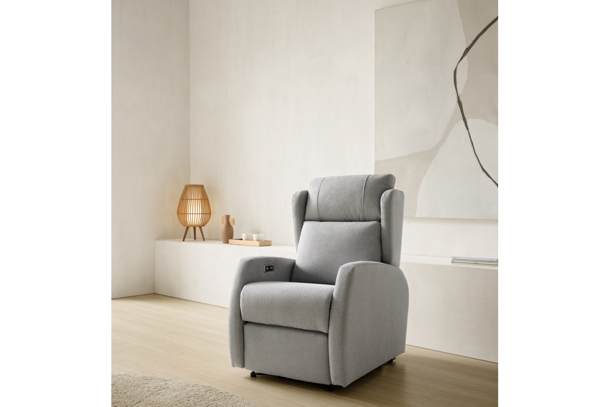 Sillón Orejero clásico de relax apertura  manual o eléctrica modelo River de Mopal Tapizados