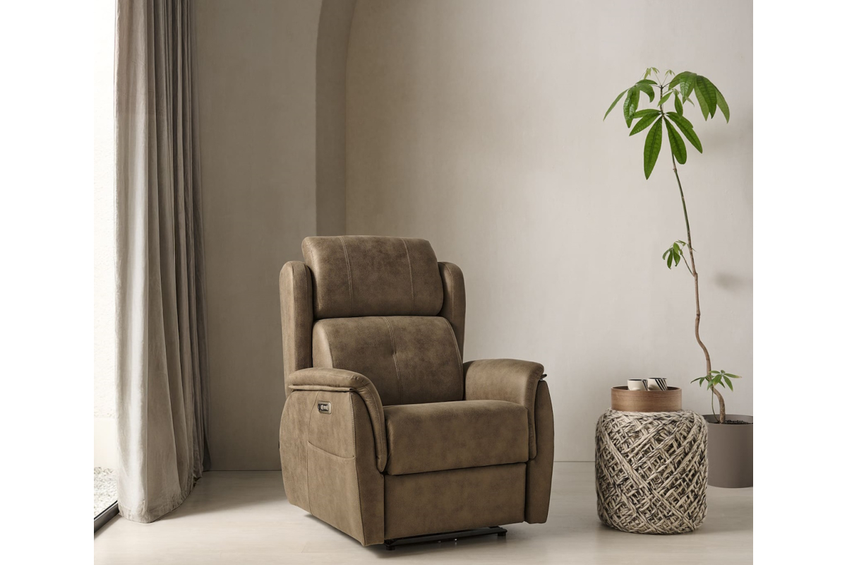 Sillón Orejero clásico de relax apertura y cabezal motorizado modelo Telma de Mopal Tapizados